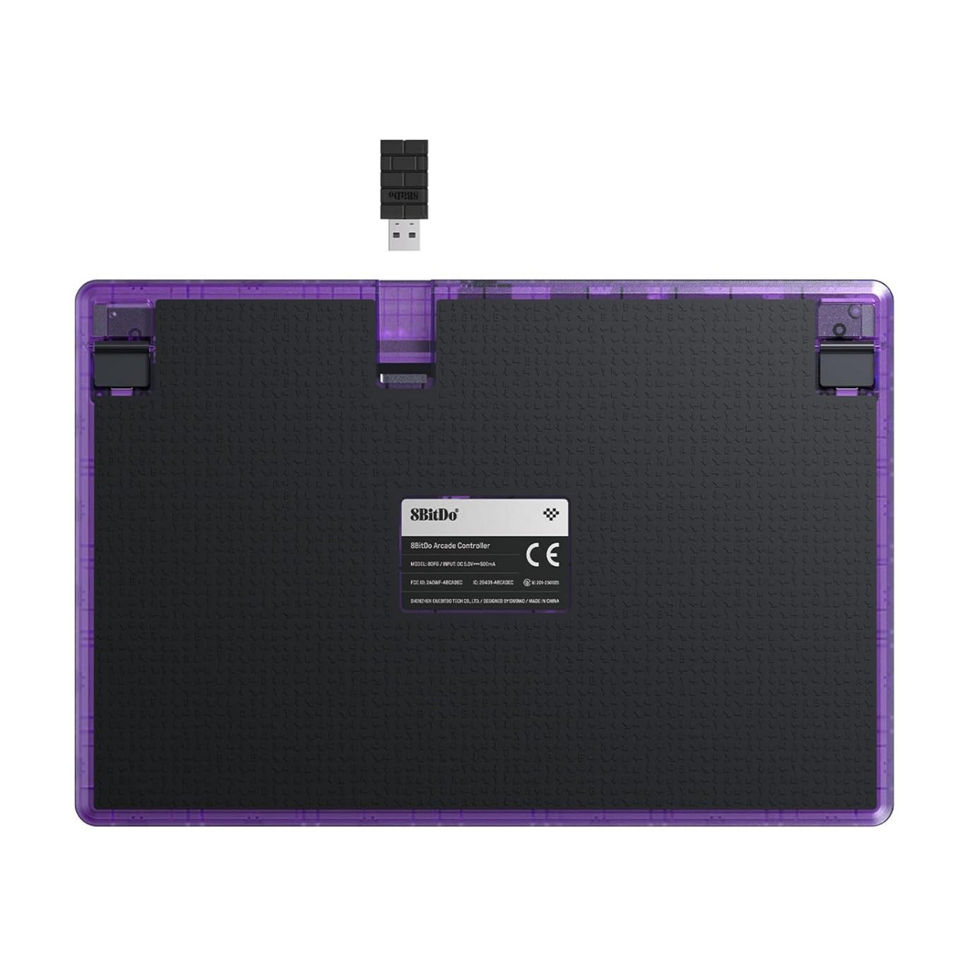 8BitDo arcade controller - transparent purple signature edition (paars transparant, 2.4 ghz bluetooth usb, nintendo switch 1 + 2, pc)