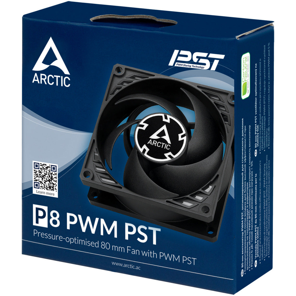 ARCTIC p8 pwm pst case fan (zwart, 80 x 80 x 25 mm)