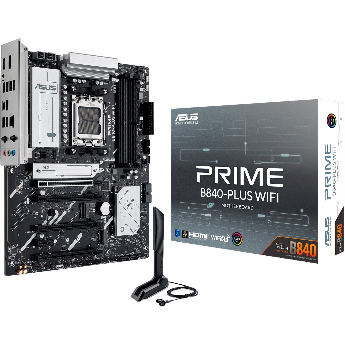 ASUS prime b840-plus wifi socket am5 moederbord (raid, 2.5 gbe-lan, wi-fi 6e, bt, sound, atx)