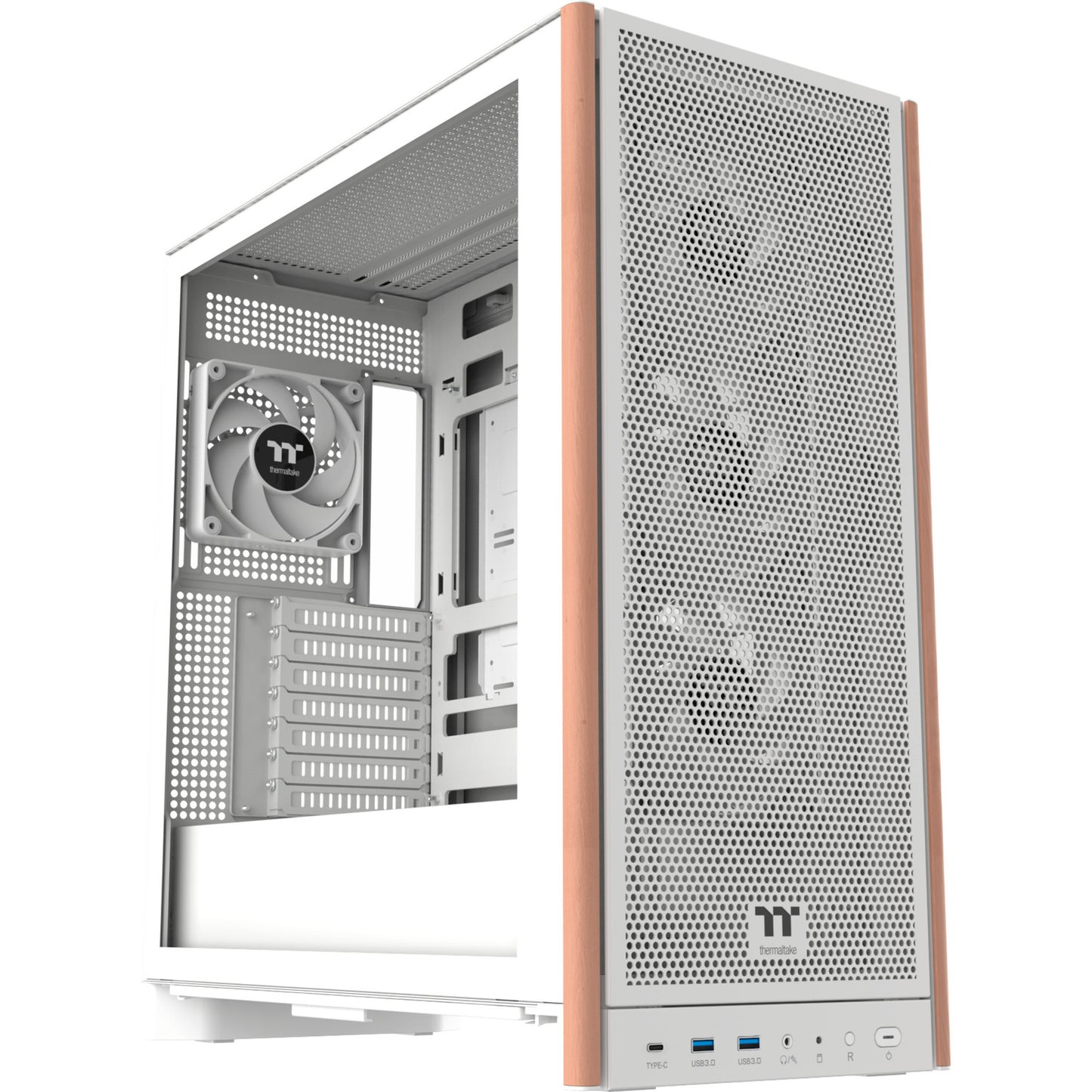 Thermaltake s370 ws snow midi tower behuizing (wit | 2x usb-a | 1x usb-c | tempered glass)