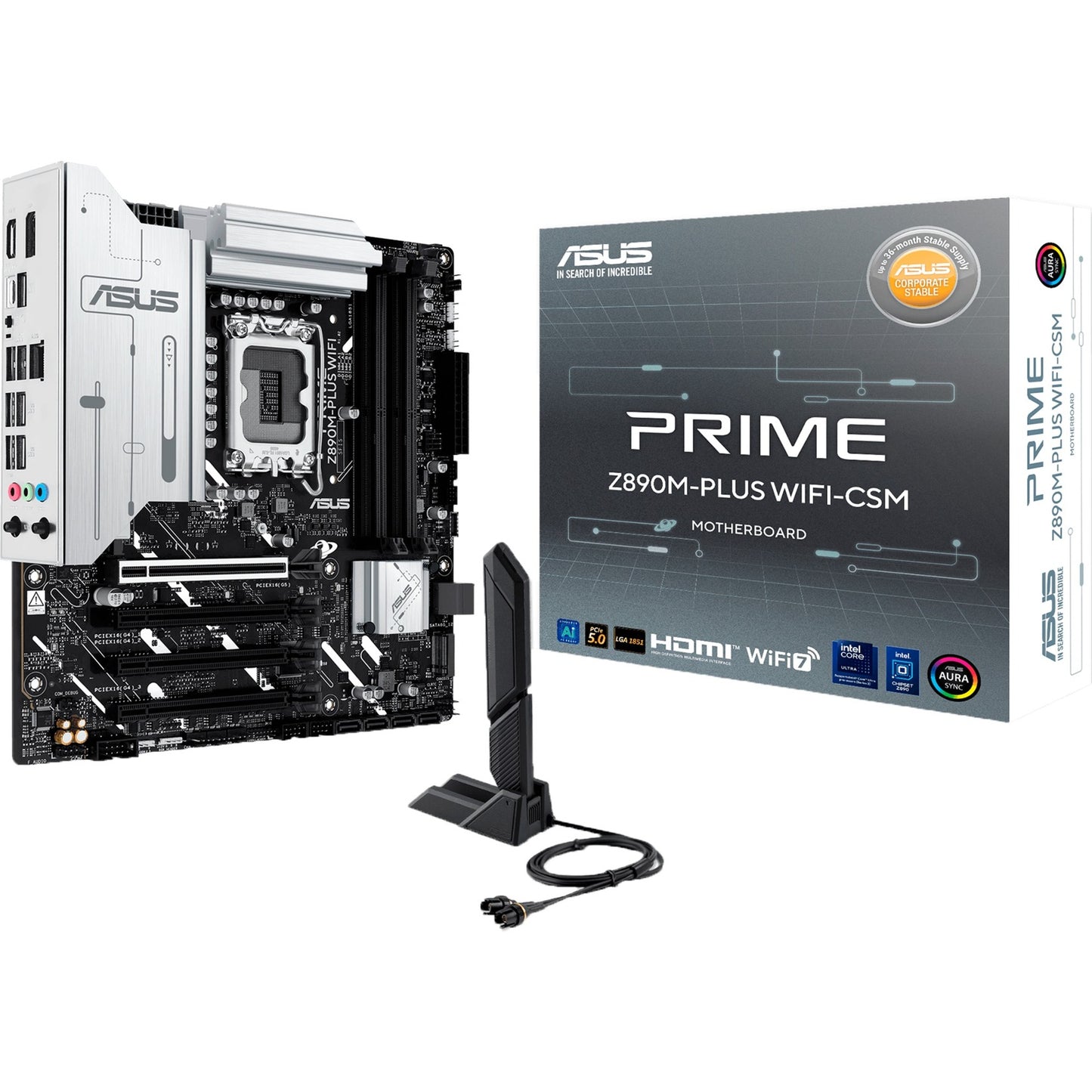 ASUS prime z890m-plus wifi socket 1851 moederbord (raid, 2.5gb-lan, wi-fi 7, bt, sound, µatx)