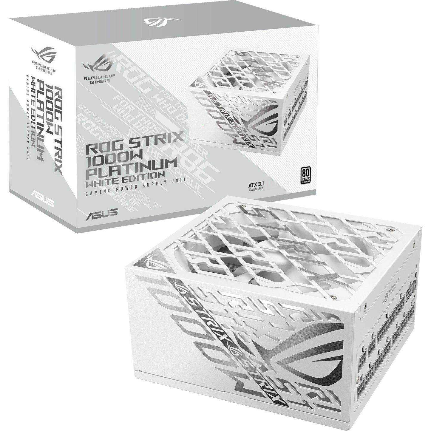 ASUS rog strix platinum white edition modulaire 1000 watt voeding (wit, 1x 12v-2x6, 4x pcie)