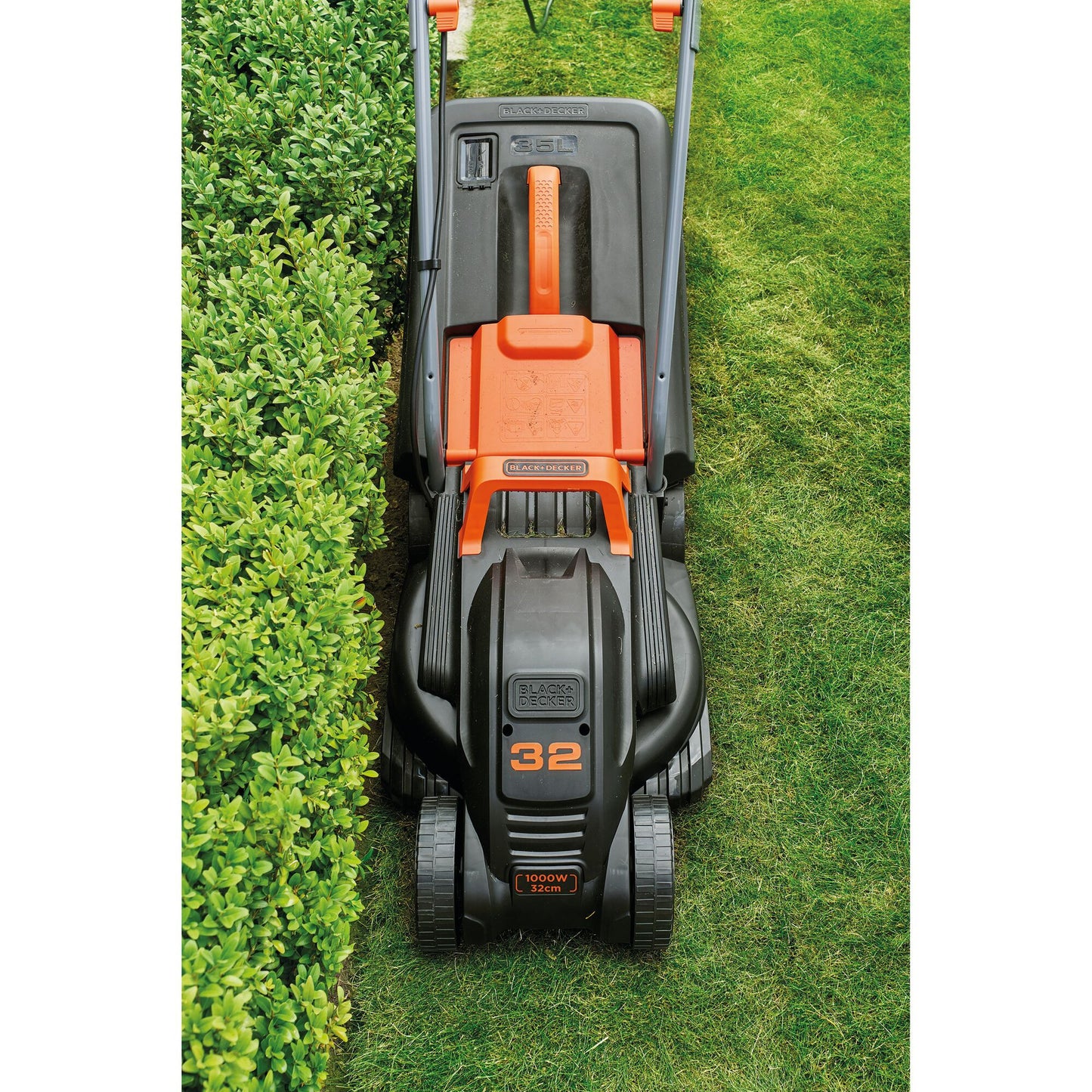 BLACK+DECKER 1000w 32cm grasmaaier + 250w grastrimmer (zwart oranje, gazons tot 250m²)