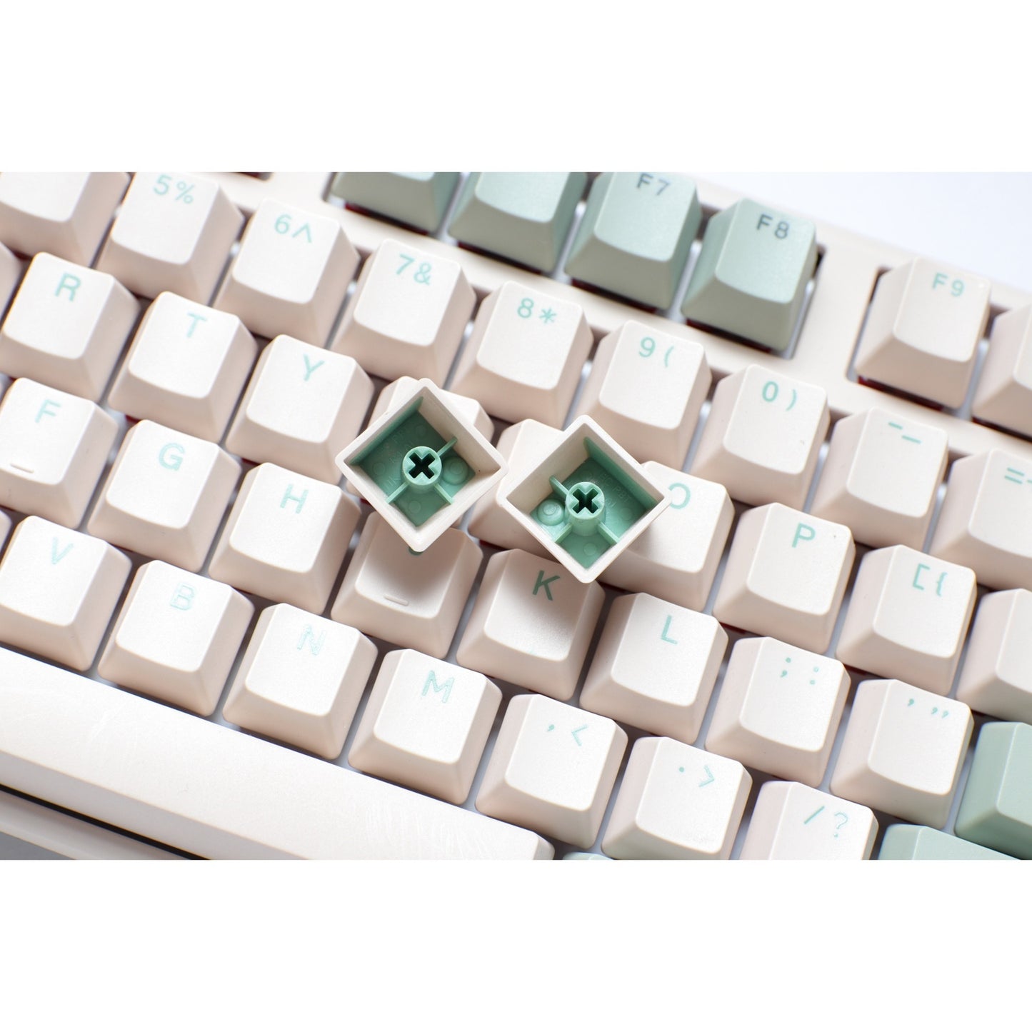 Ducky one 3 matcha tkl mechanisch toetsenbord (crème, us lay-out (qwerty), cherry mx blue, 80% (tkl), pbt double shot, hot swap)