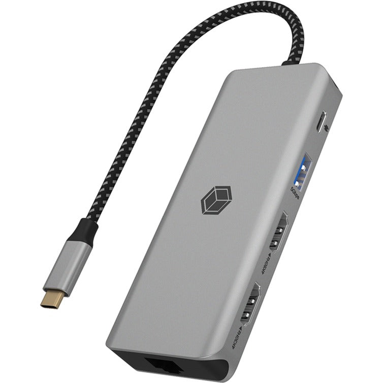ICY BOX ib-dk4012-cpd dockingstation (aluminium, hdmi, usb-a, displayport, sd microsd-kaartlezer)