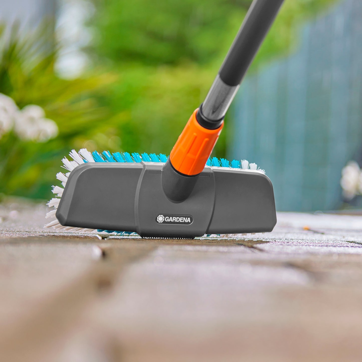 GARDENA cleansystem steelborstel hard wasborstel (grijs turquoise, 18816-20, werkbreedte 27cm)