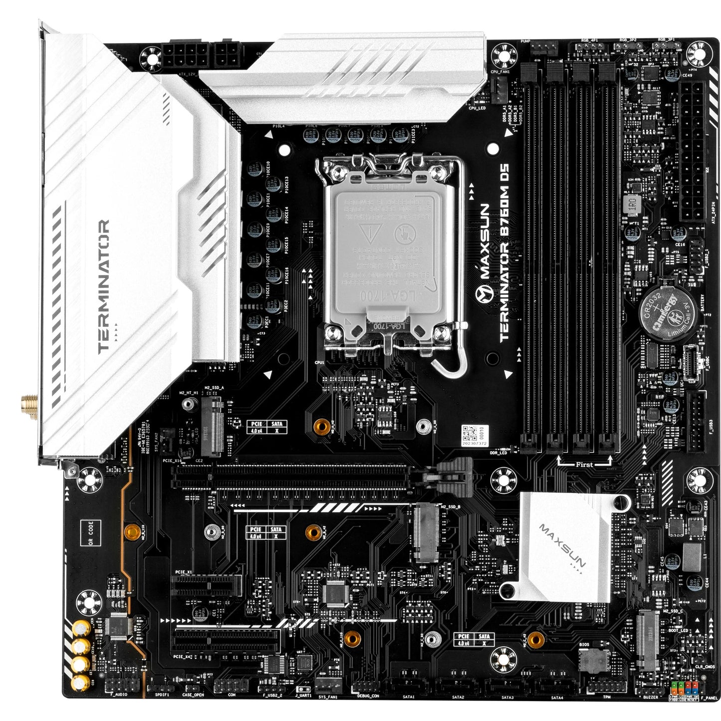 MAXSUN ms-terminator b760m d5 wifi socket 1700 moederbord (zwart, raid, 2.5 gb-lan, wlan, bt, sound, µatx)