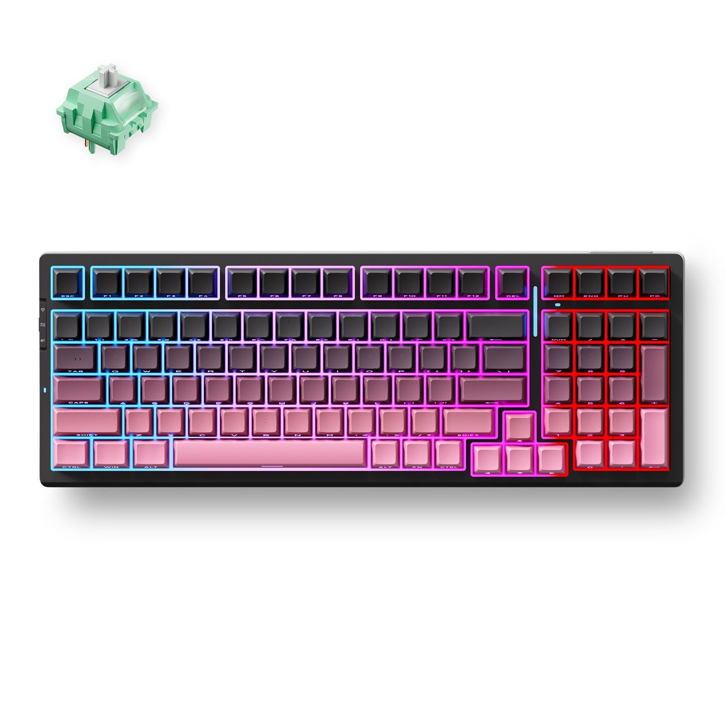 MCHOSE G98 Pro Black Pink Cabbage Tofu V2 Wireless Tri-Mode Custom Mechanical RGB gaming toetsenbord (Zwart, US lay-out (QWERTY), KTT Cabbage Tofu V2, RGB, Hot swap, Side engraved PBT, draadloos | Bluetooth | USB-C)
