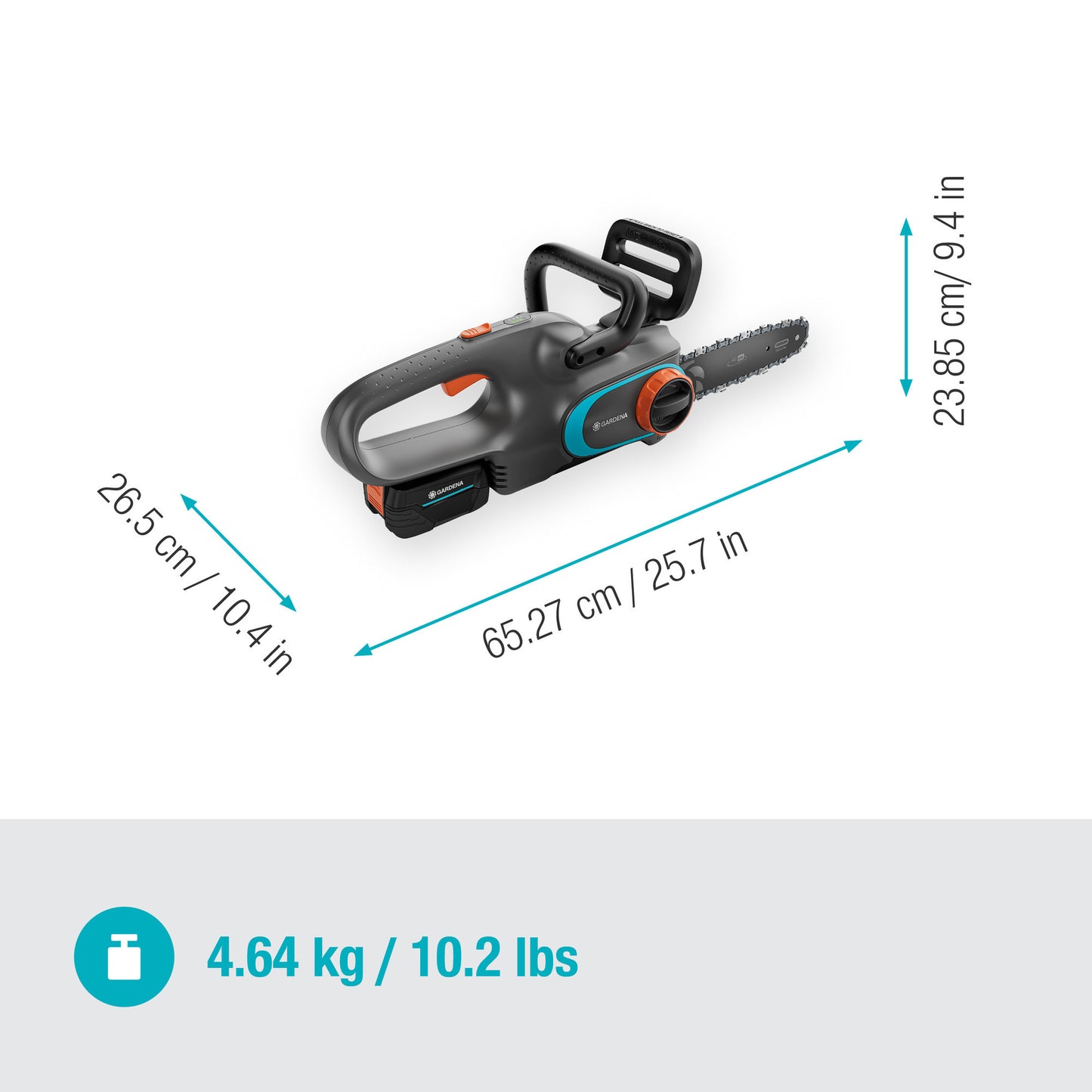 GARDENA accukettingzaag powersaw 250 18v solo (grijs turquoise, accu en oplader niet inbegrepen, power for all alliance)
