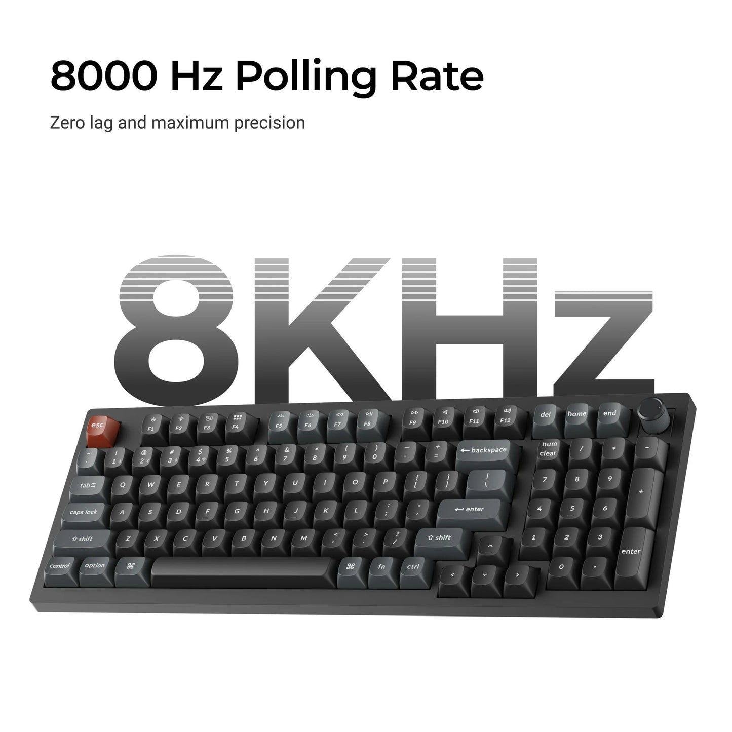 Keychron v5 ultra 8k wireless custom mechanical keyboard (zwart, us lay-out (qwerty), silk pom red, 96%, rgb, hot swap, 2.4 ghz | bluetooth 5.3 | usb-c)
