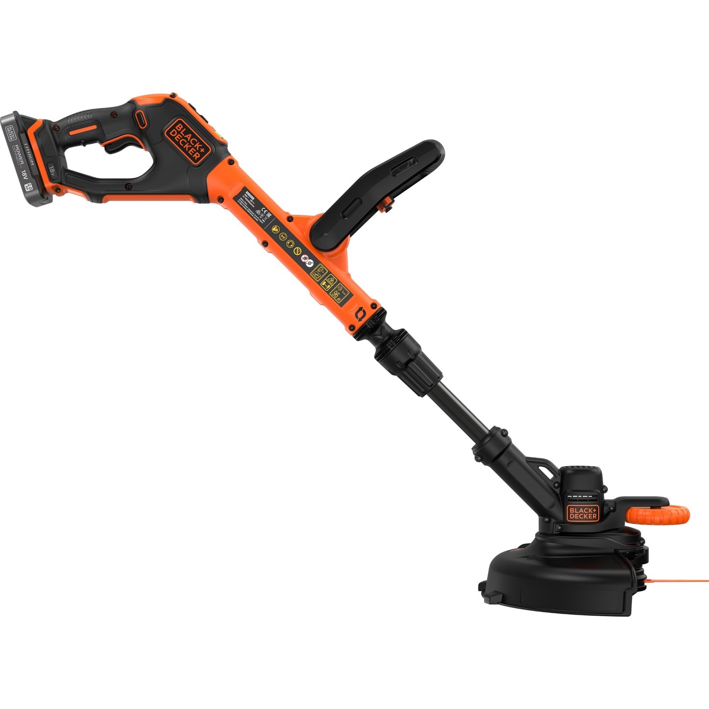 BLACK+DECKER 18v trimmer met 2 messen en accu grastrimmer (zwart oranje, 25 cm, accu inbegrepen)