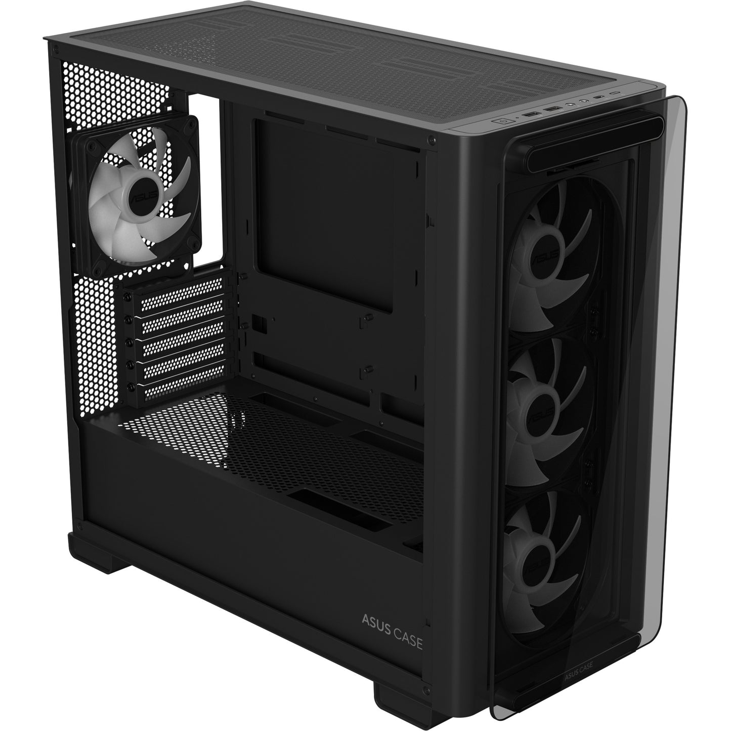 ASUS a23 plus mini tower behuizing (zwart | 2x usb-a | 1x usb-c | rgb | tempered glass)
