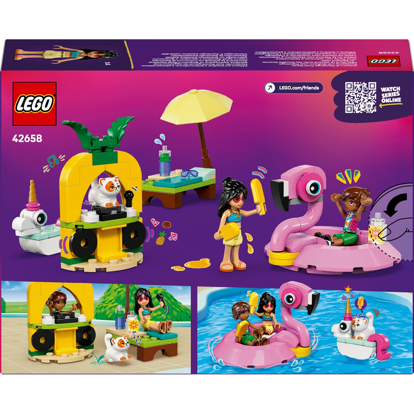 LEGO friends 42658 zwembadfeestje met flamingo en eenhoorn