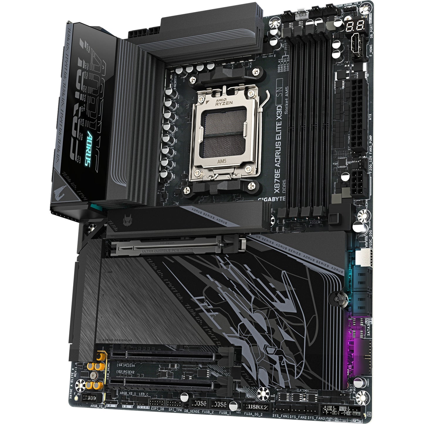GIGABYTE x870e aorus elite x3d socket am5 moederbord (zwart, raid, 5gb-lan, wi-fi 7, bt, sound, atx)