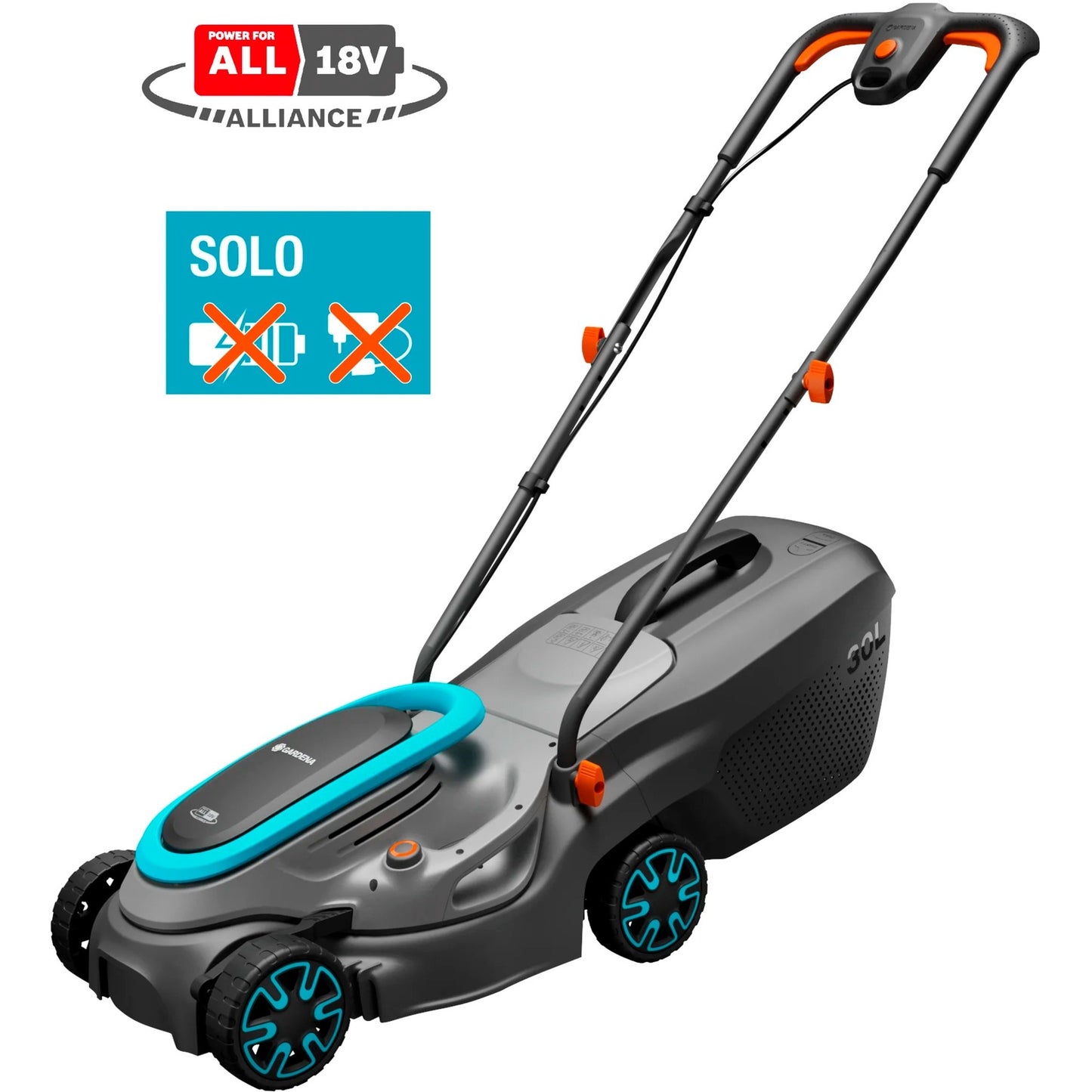GARDENA accugrasmaaier powermax 32 18v p4a solo (zwart grijs, accu en oplader niet inbegrepen, power for all alliance)