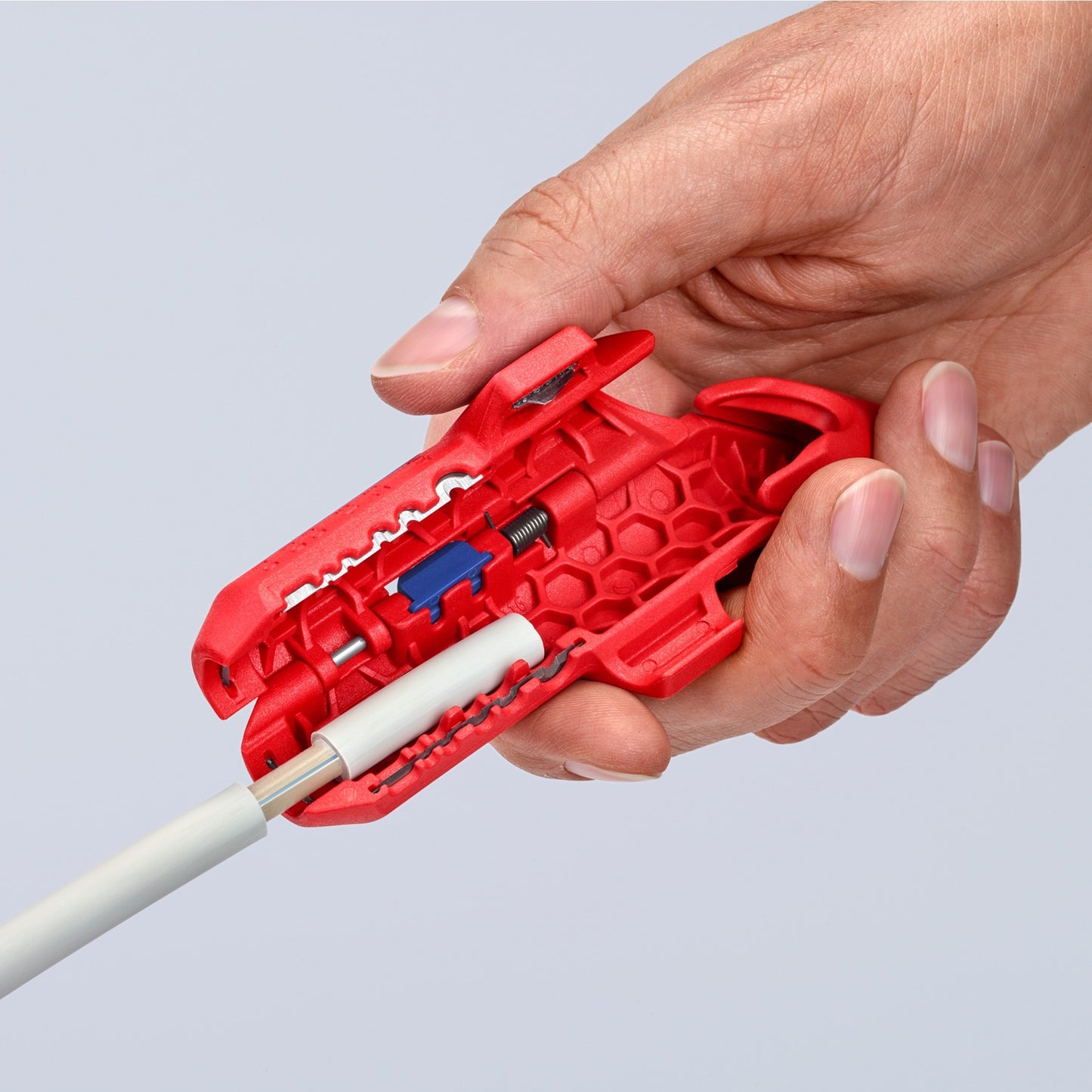 KNIPEX ergostrip universeel kabelstrip- ontmantelingsgereedschap (rood blauw)
