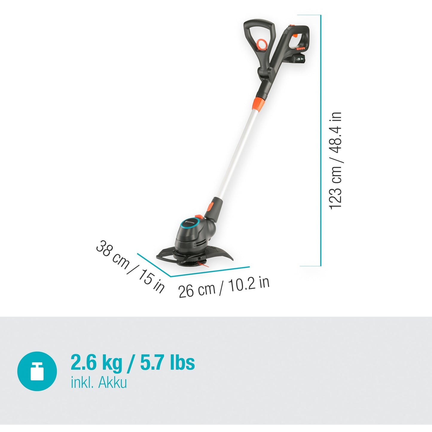 GARDENA comfortcut 23 18v p4a set grastrimmer (grijs oranje, 14701-20, accu inbegrepen)
