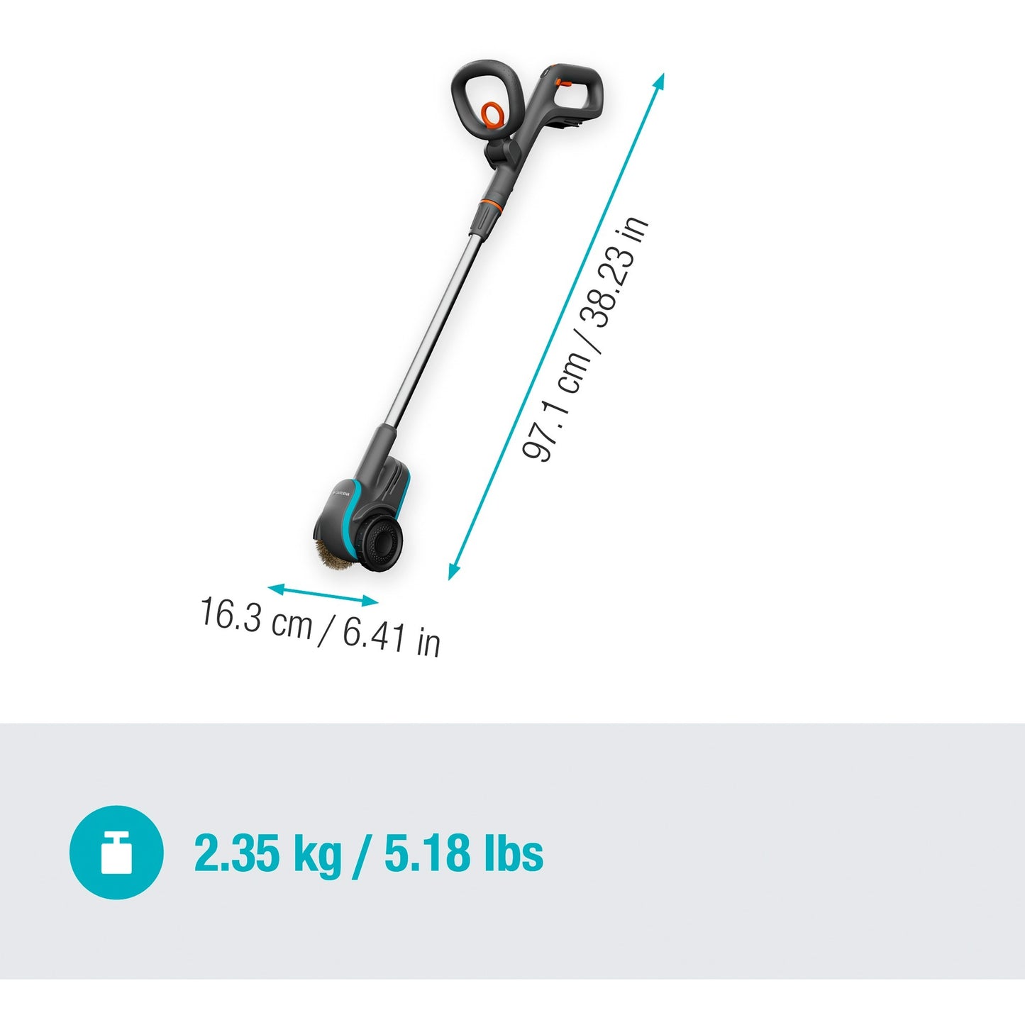 GARDENA easyweed accu-onkruidborstel 1800 18v p4a solo onkruidverwijderaar (grijs turquoise, accu en oplader niet inbegrepen, power for all alliance)