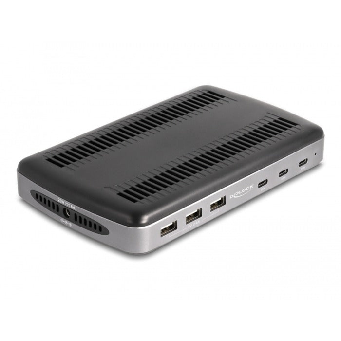 DeLOCK usb charging station met 3 x usb type-c pd + 3 x usb type-a (112 w) (grijs zwart)