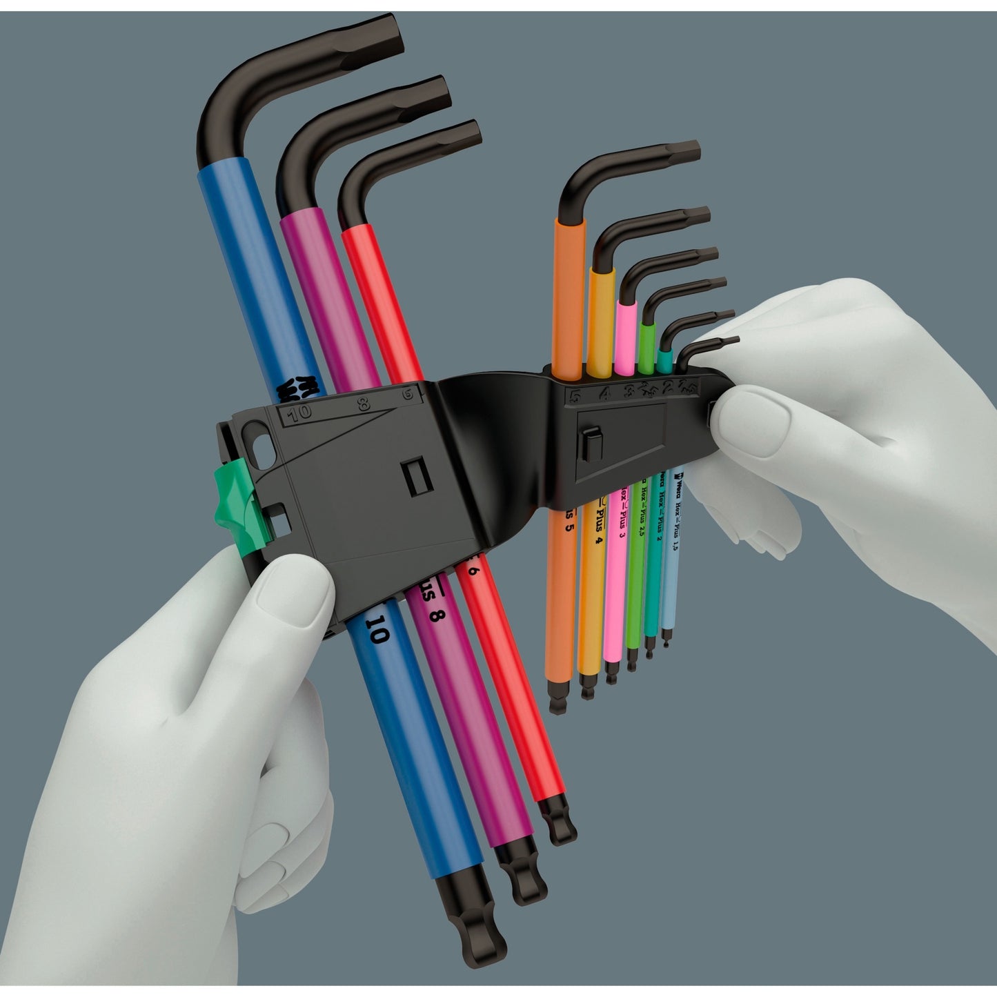 Wera 950 9 hex-plus multicolour 1 stiftsleutelset, metrisch, blacklaser (9-delig)