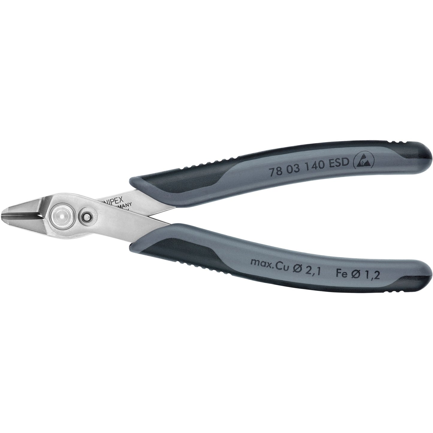 KNIPEX electronic super knips xl esd 78 03 140 esd elektronica-tang (grijs)