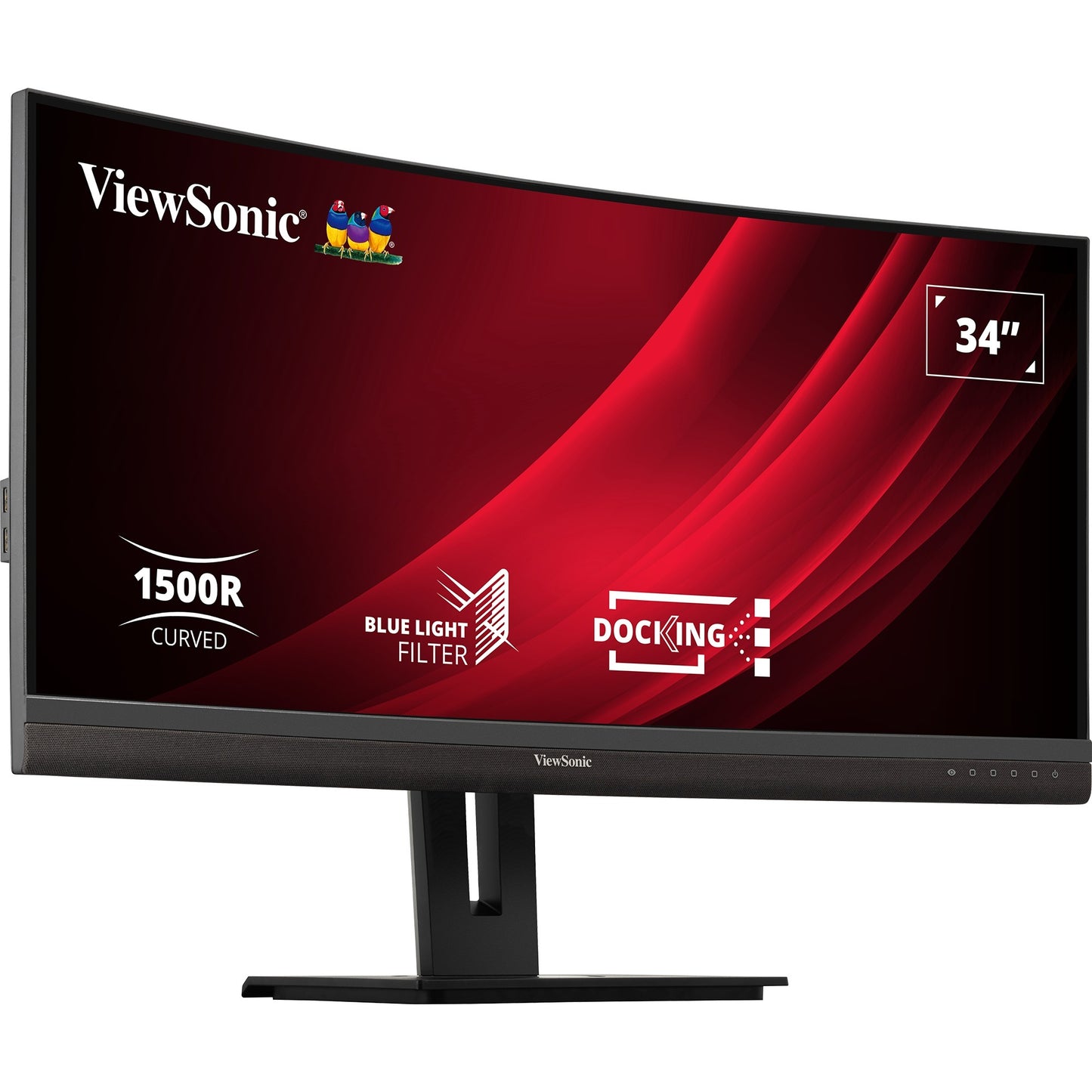 ViewSonic uwqhd curved docking monitor vg3456c 34 ultrawide (zwart (mat), 2x hdmi, 1x displayport, usb-a, usb-b, usb-c, lan, audio)