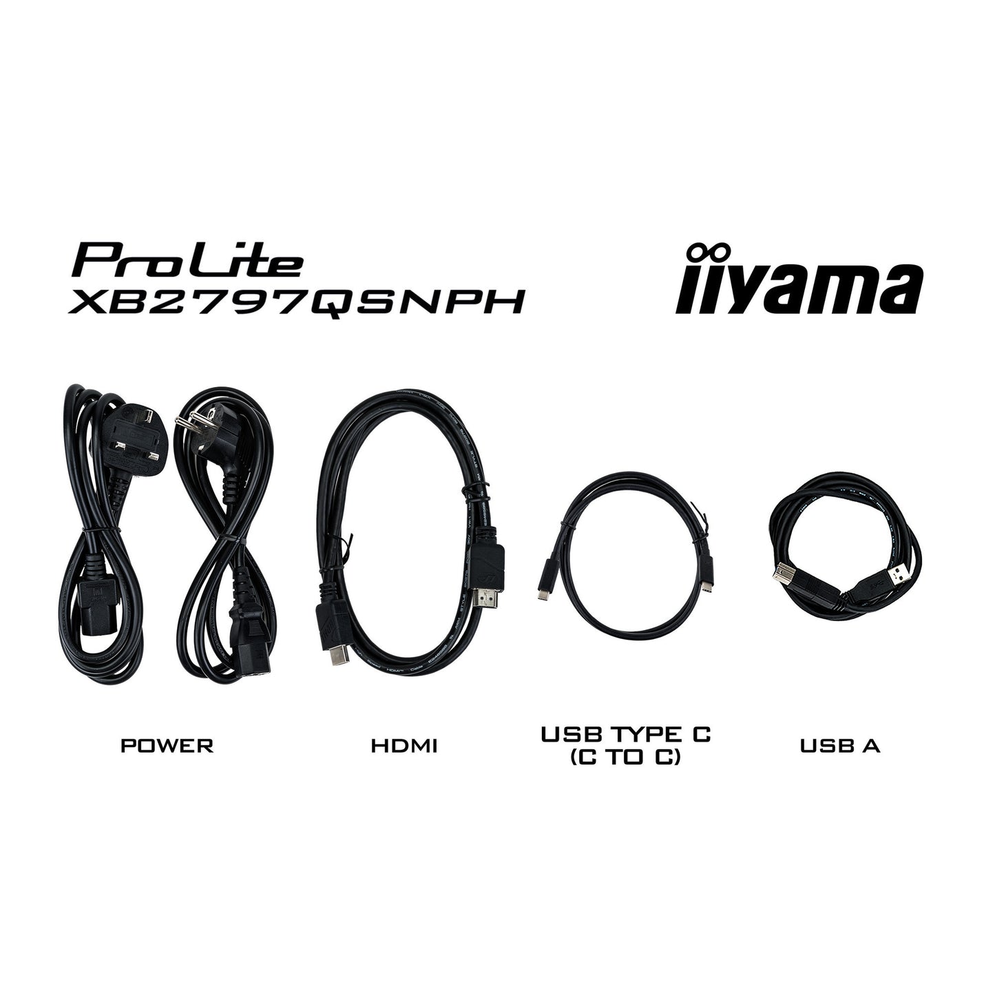 Iiyama prolite xb2797qsnph-b1 27 monitor (zwart, hdmi, displayport, usb-c, lan, audio, webcam)