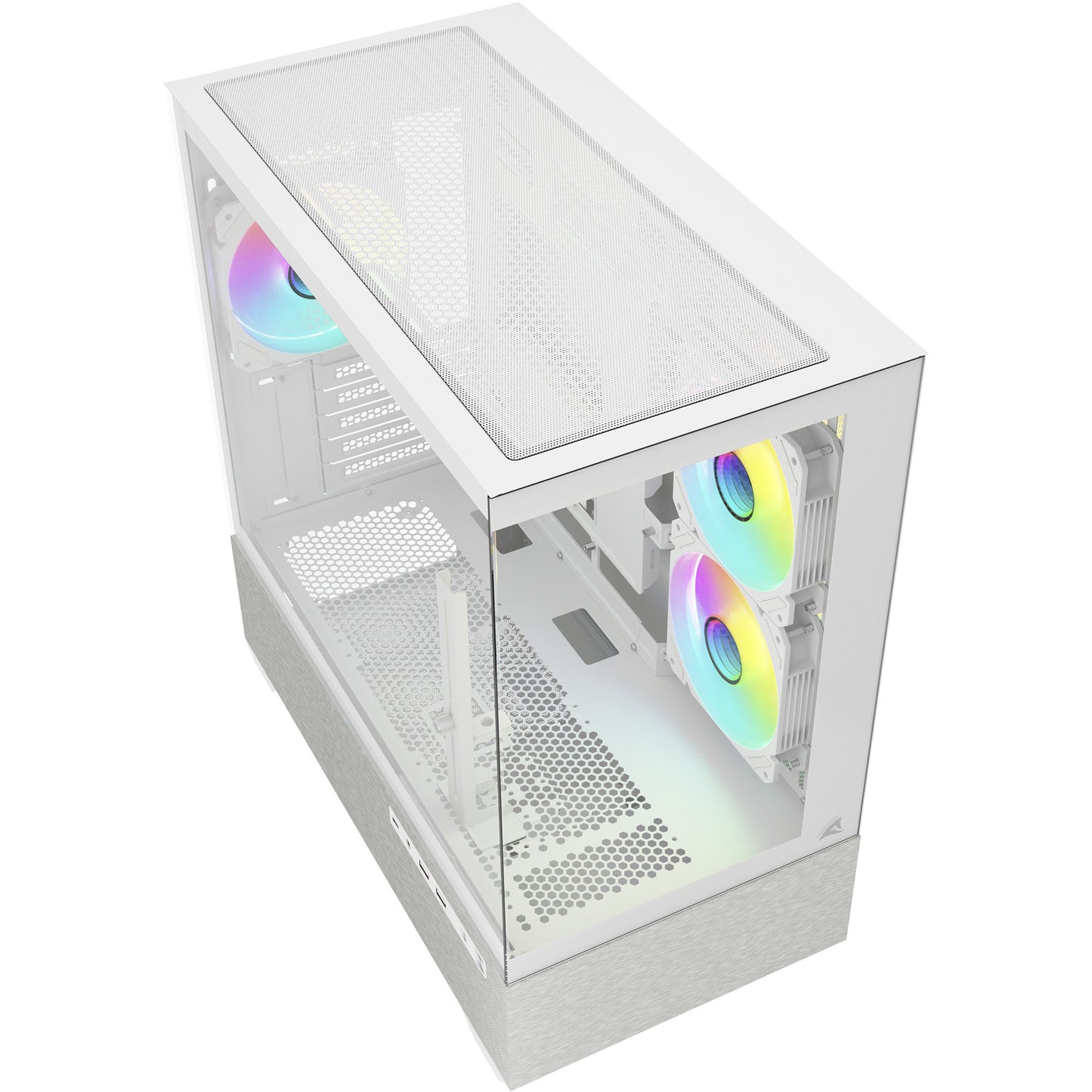 Sharkoon mk7 argb mini tower behuizing (wit | 2x usb-a | 1x usb-c | rgb | tempered glass)