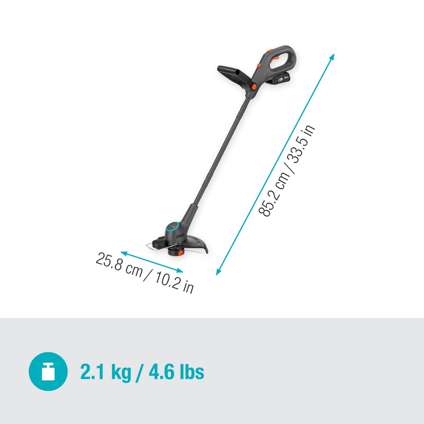 GARDENA grastrimmer easytrim 25 18v (grijs turquoise, 18v p4a accu en oplader inbegrepen)