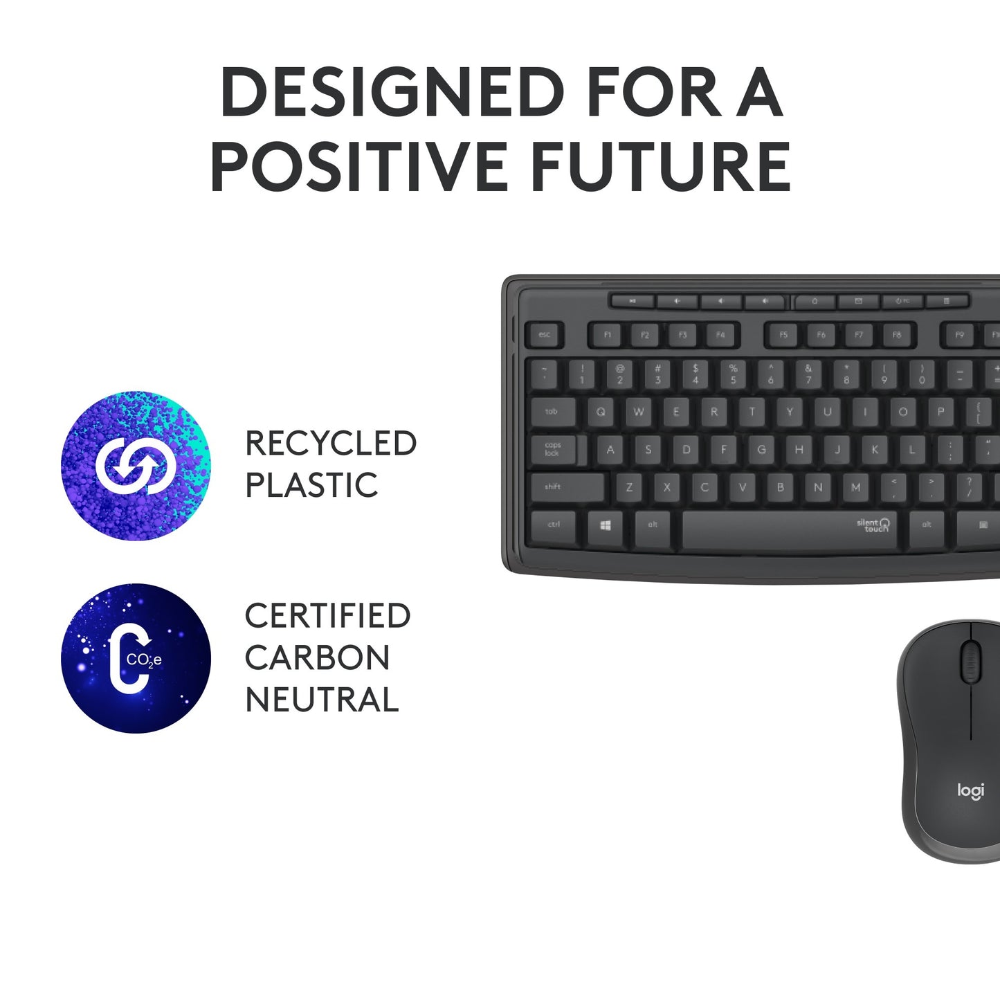 Logitech mk295 silent draadloze desktopset (zwart, us-international lay-out (qwerty), 100%)
