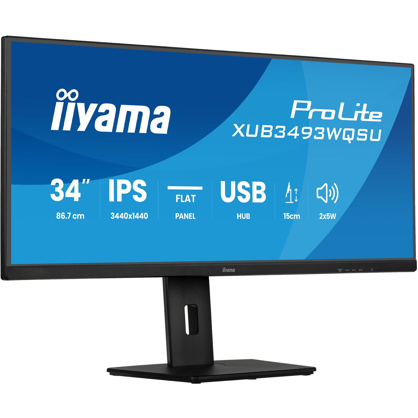 Iiyama prolite xub3493wqsu-b6 34 ultrawide monitor (zwart (mat), 2x hdmi, displayport, 2x usb-a, usb-b, 2x usb-c, 120 hz)
