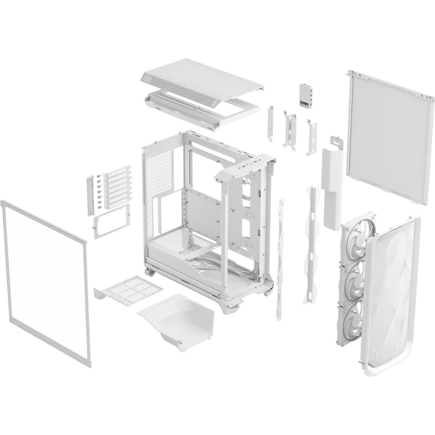 Fractal Design meshify 3 ambience pro rgb midi tower behuizing (wit | 2x usb-a | 1x usb-c | rgb | tempered glass)