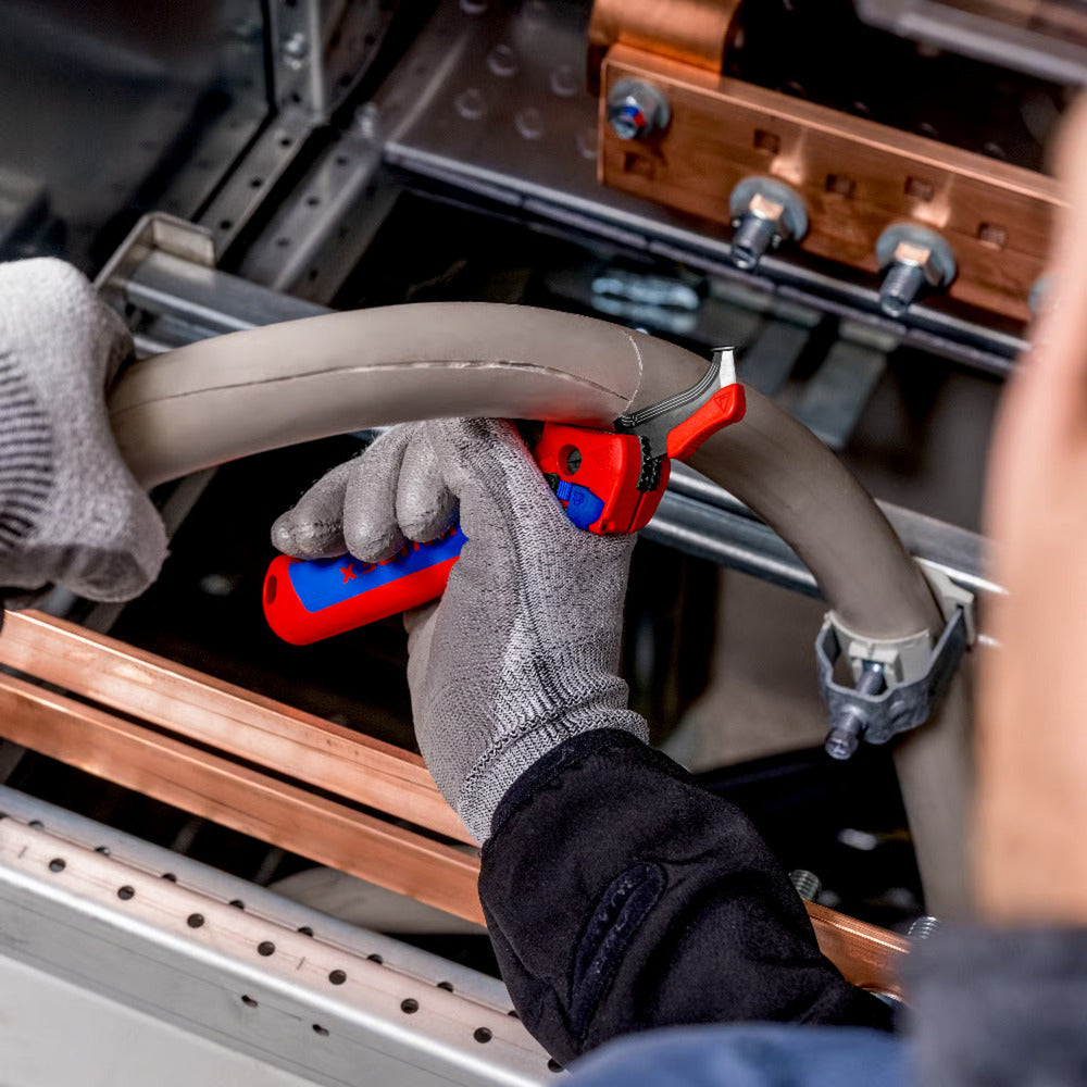 KNIPEX kabelmes, met glijschoen (rood blauw)