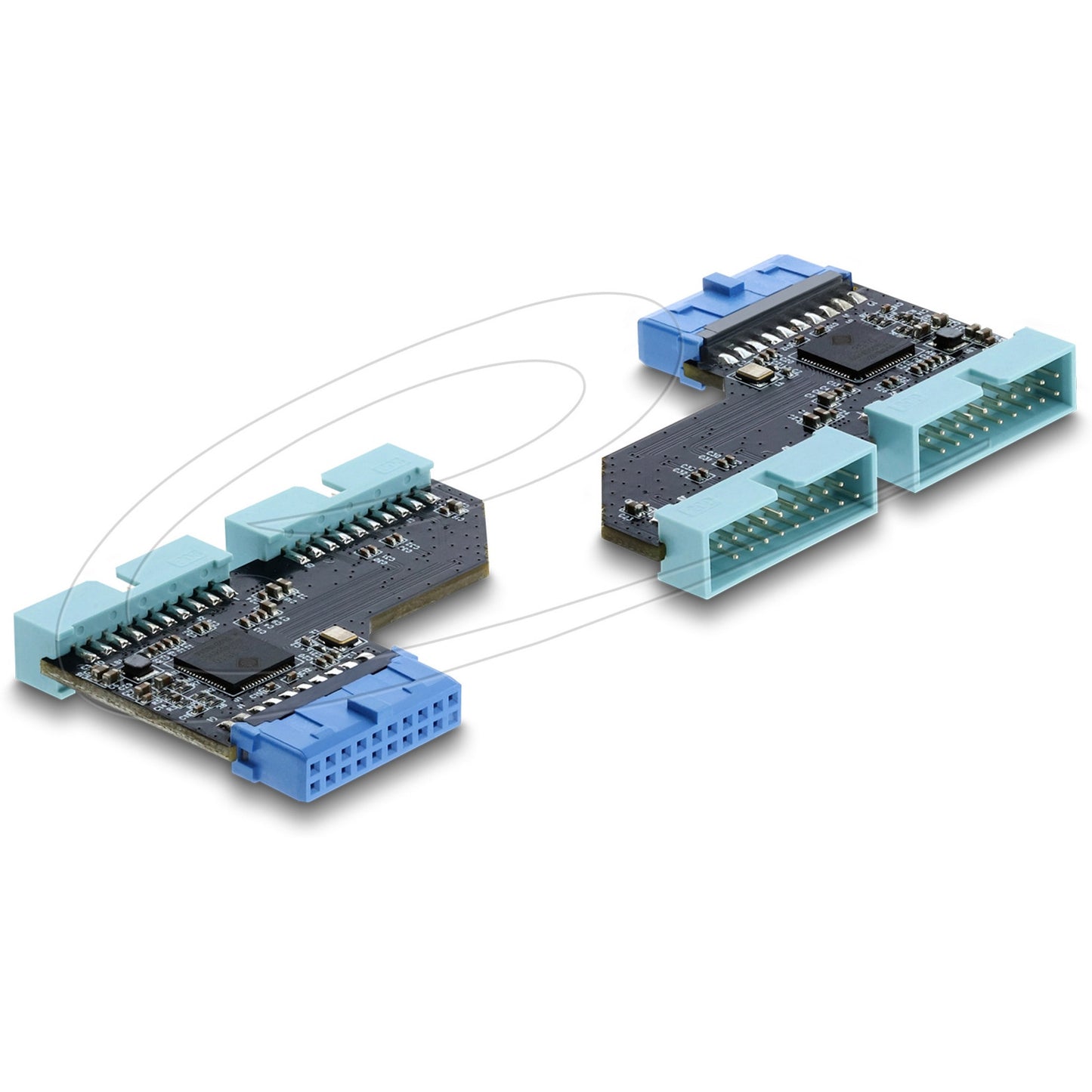 DeLOCK usb 5 gbps hub 20 pin header female to 2 x usb 5 gbps 20 pin header male adapter (blauw)