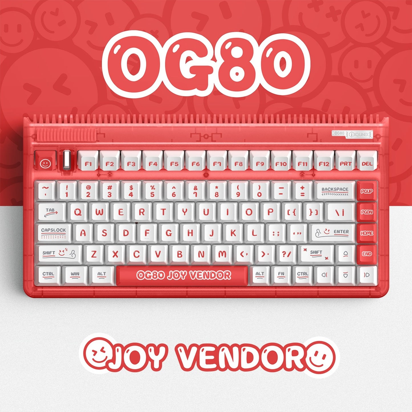 Iqunix OG80 Joy Vendor Wireless Mechanical Keyboard (Grijs, US lay-out (QWERTY), Cherry MX Brown, 80% (TKL), RGB leds, Hot-swappable, PBT, 2.4GHz | Bluetooth 5.1 | USB-C)