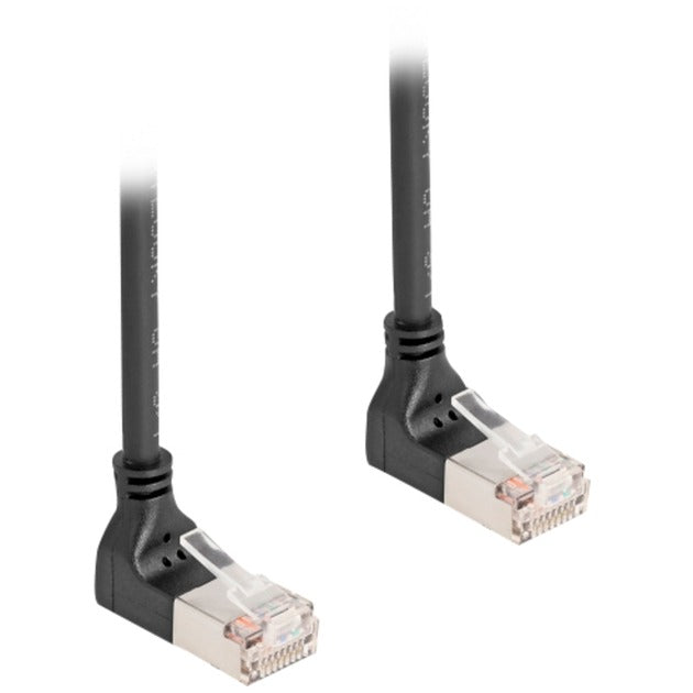 DeLOCK rj45 network cable cat.6a s ftp slim 90° upwards upwards angled 0.5 m kabel (zwart)