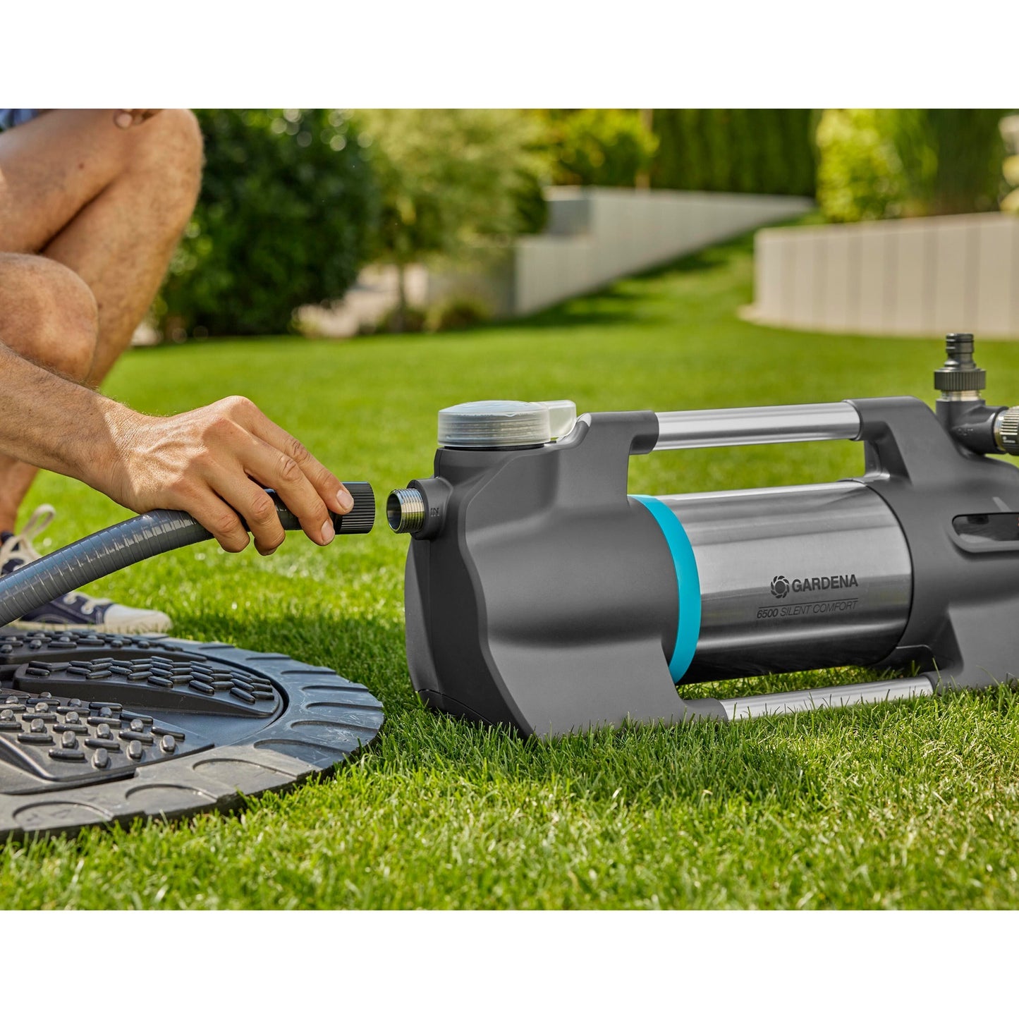 GARDENA besproeiingspomp 6500 silentcomfort (donkergrijs roestvrij staal, 1300 watt | bluetooth)