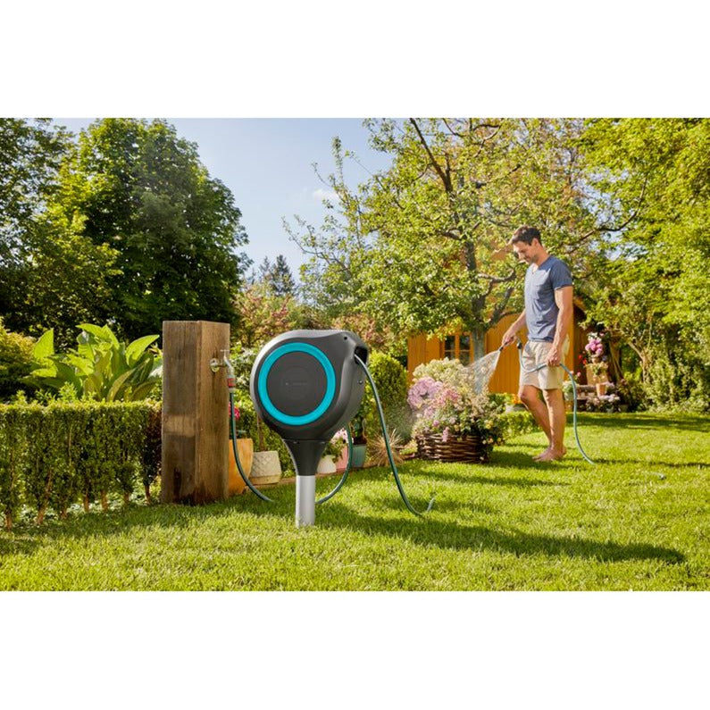 GARDENA tuinslangbox rollup m slanghaspel (grijs turquoise, 18614-20)