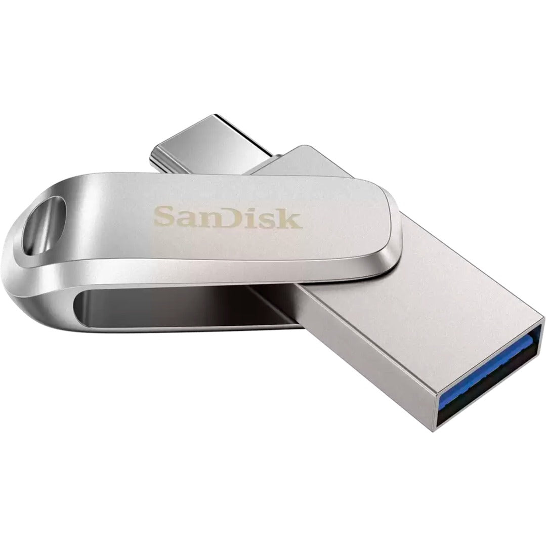 SanDisk ultra dual drive luxe 128 gb usb-stick (zilver, usb-a 3.2 gen 1, usb-c 3.2 gen 1)