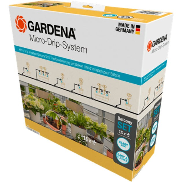 GARDENA micro-drip-bewatering balkon set (15 planten) druppelaar (zwart grijs)