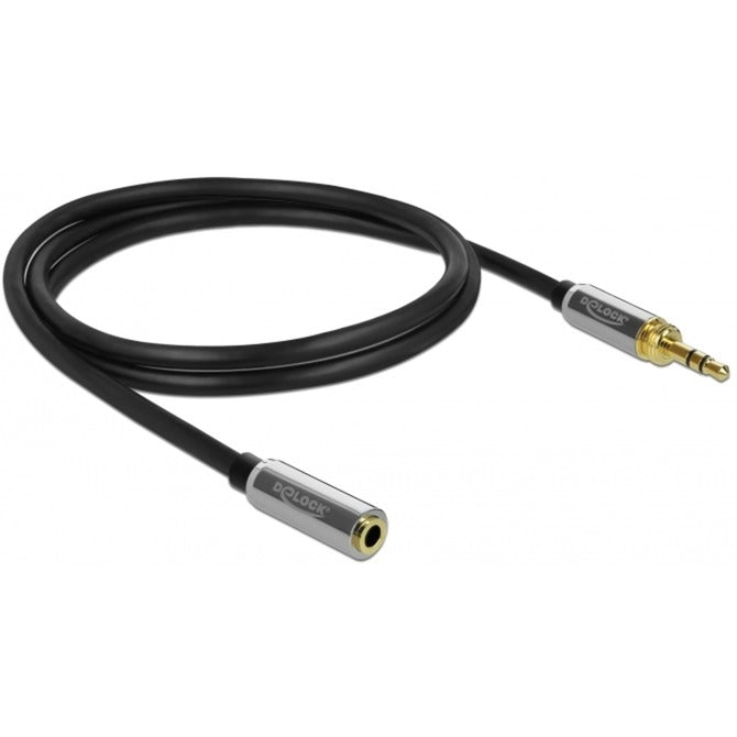DeLOCK stereo jack 3,5 mm 3-pin male > female verlengkabel (zwart, 1 meter)