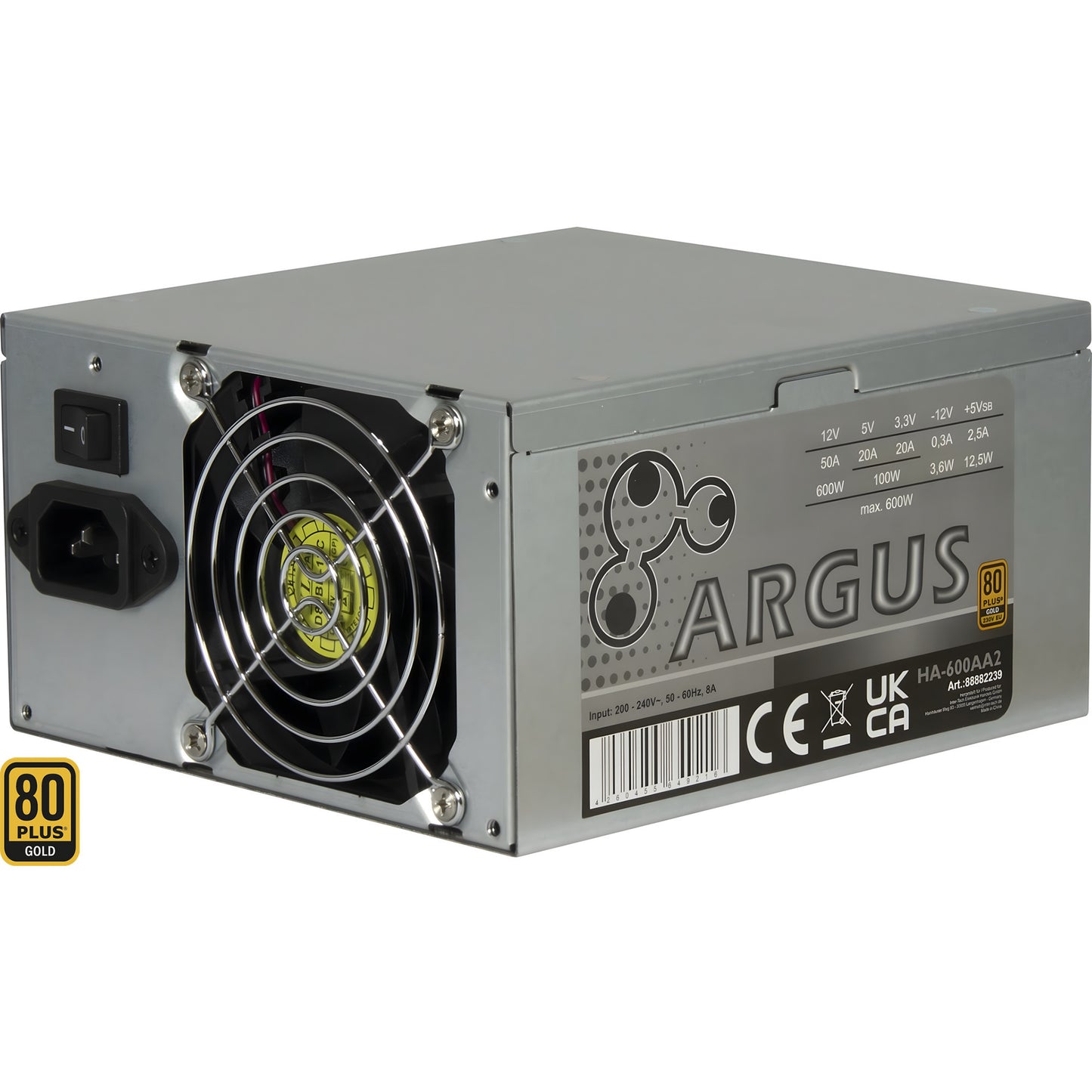 Inter-Tech ha-600aa2 600 watt voeding (zilver, 1x pcie)