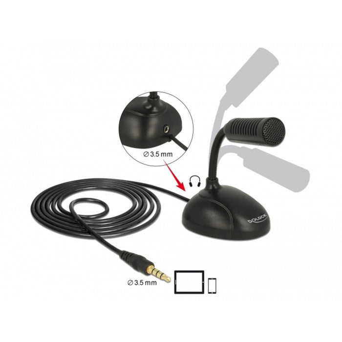 DeLOCK condensator microfoon (zwart)