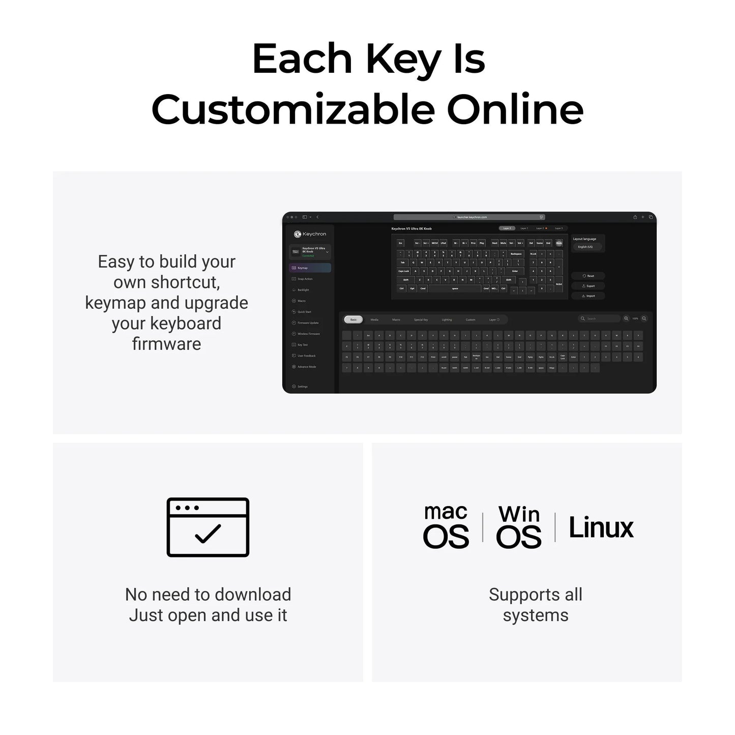 Keychron v5 ultra 8k wireless custom mechanical keyboard (zwart, us lay-out (qwerty), silk pom red, 96%, rgb, hot swap, 2.4 ghz | bluetooth 5.3 | usb-c)