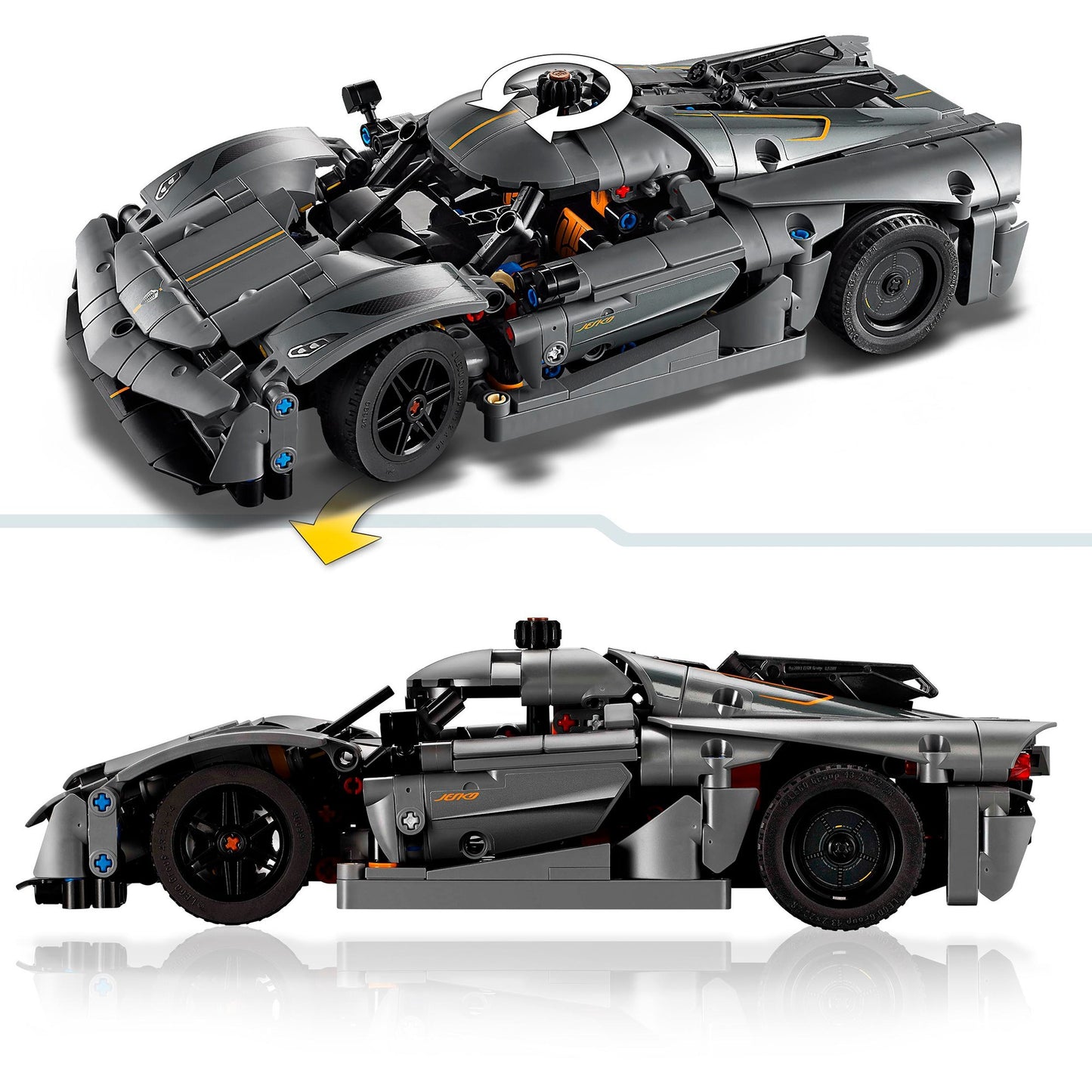 LEGO technic 42173 koenigsegg jesko absolut grijze hypercar