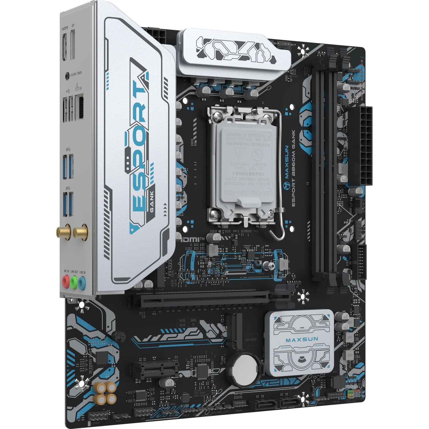 MAXSUN ms-esport b860m gank wifi socket 1851 moederbord (zwart, raid, gb-lan, wlan, bt, sound, µatx)