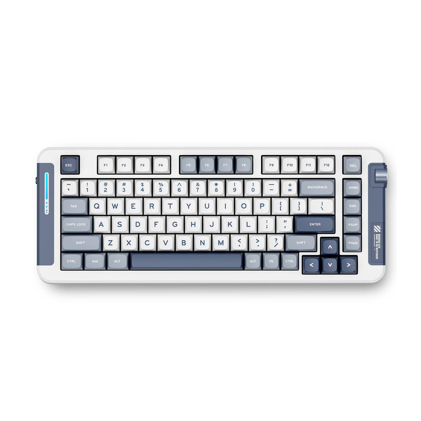 MCHOSE X75 Navy Blue Hyacinth Wireless Gasket Mount Mechanical RGB toetsenbord (Wit, US lay-out (QWERTY), KTT Hyacinth, 75%, RGB, Hot swap, Double-Shot PBT, draadloos | Bluetooth | USB-C)