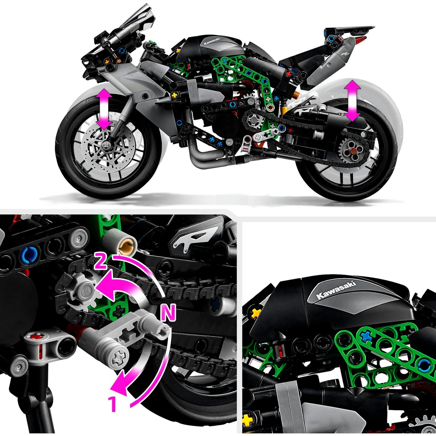 LEGO technic 42170 kawasaki ninja h2r motor