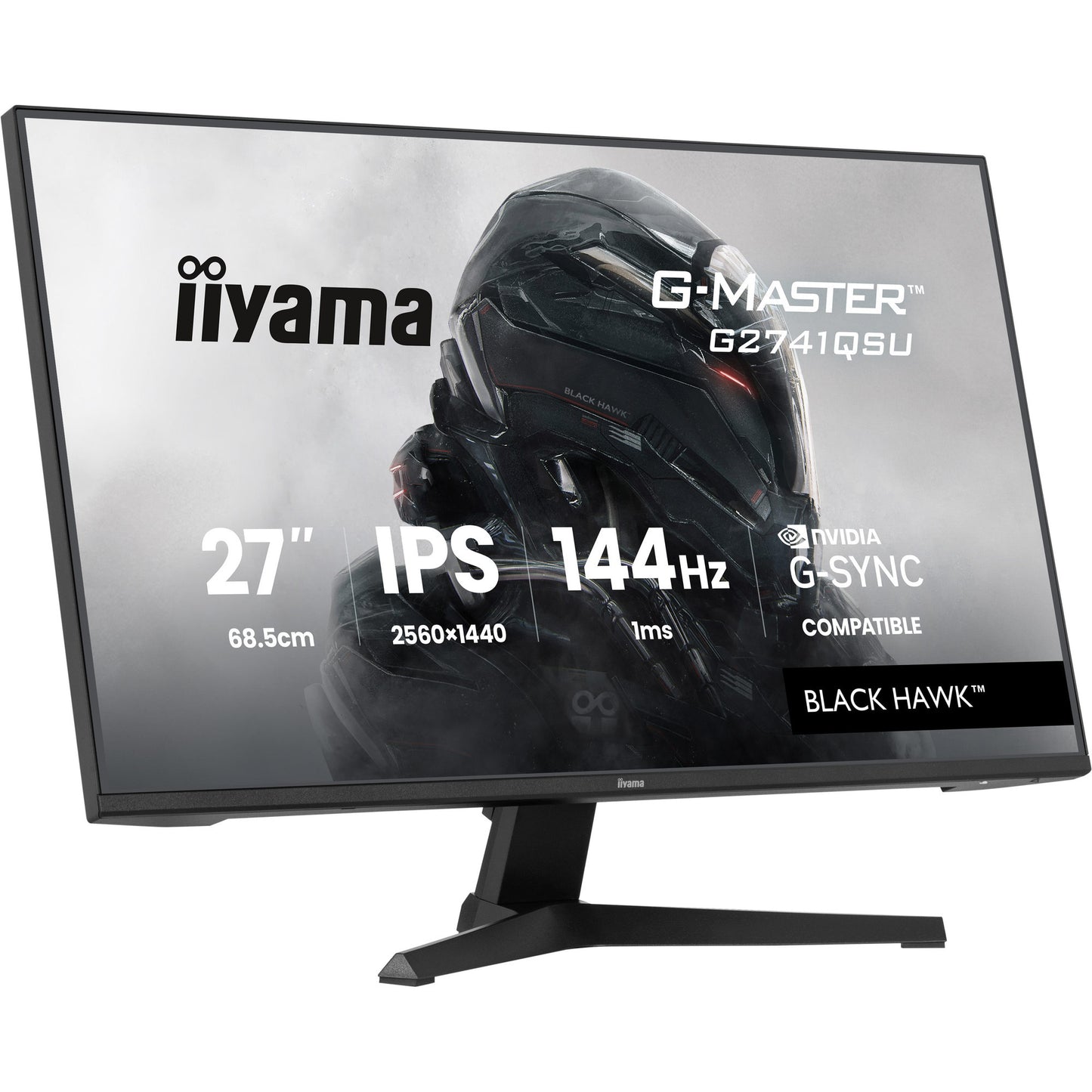 Iiyama g-master black hawk g2741qsu-b1 27 gaming monitor (zwart, hdmi, displayport, 2x usb-a, usb-b, 144 hz)