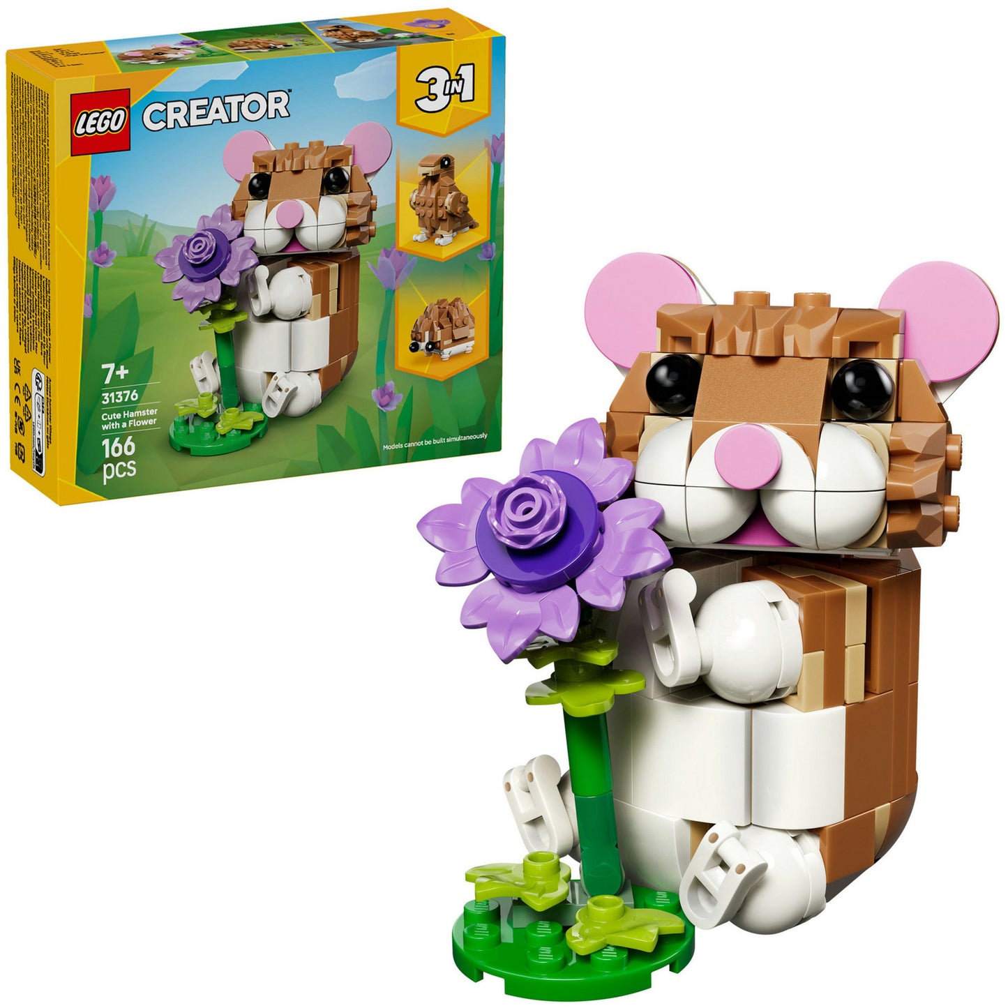 LEGO creator 3-in-1 - schattige hamster met bloem constructiespeelgoed (31376)